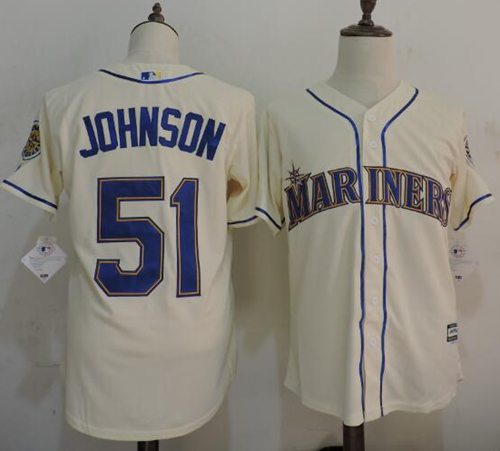 Mariners #51 Randy Johnson Cream New Cool Base Stitched MLB Jersey - Click Image to Close